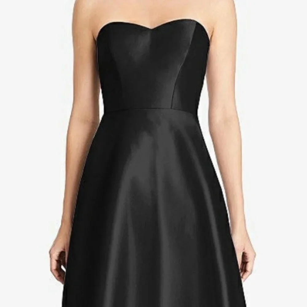 Alfred Sung 748...Strapless A-Line Satin Dress with Pockets....Black...Sz 18 - Picture 5 of 7